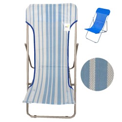 Sdraio Beach pieghevole 70 x 72 x 45 cm acciaio verniciato/texilene righe azzurre Garden Friend