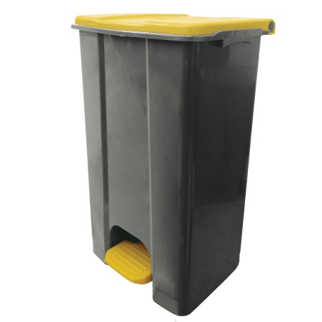 Contenitore mobile Ecoconti a pedale 80 L plastica riciclata grigio/giallo Medial International