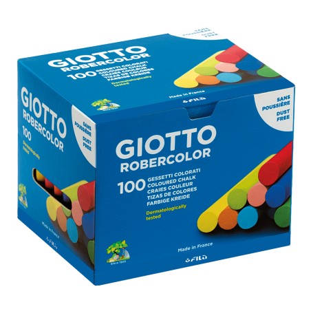 Gessetti Robercolor lunghezza 80mm con diametro 10mm colorati Giotto Scatola 100 gessetti tondi