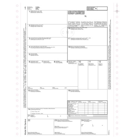 Lettera di vettura internazionale CMR MC 12'' x 24 cm 5 copie autoric. DU18930M500 Data Ufficio