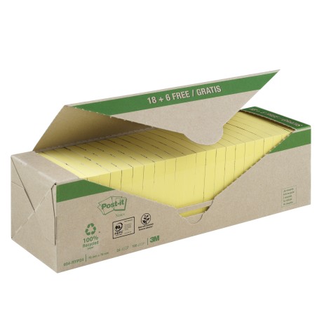 Blocco Post it® 654RYP24 76 x 76 mm carta riciclata giallo 100 fogli Post it® conf. 24 blocchi