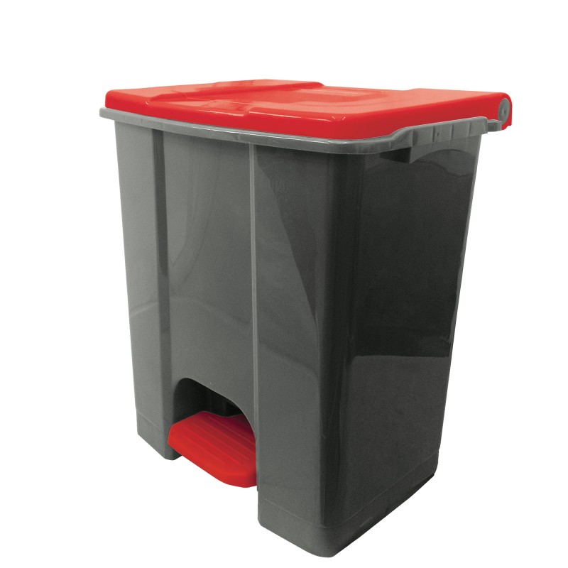 Contenitore mobile Ecoconti a pedale 60 L plastica riciclata grigio/rosso Medial International