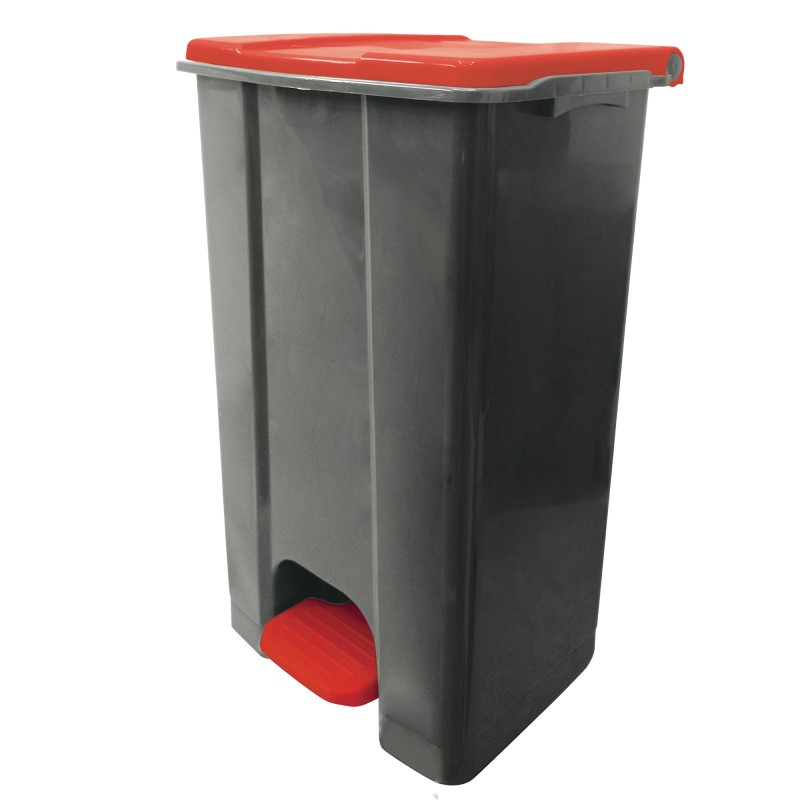 Contenitore mobile Ecoconti a pedale 80 L plastica riciclata grigio/rosso Medial International