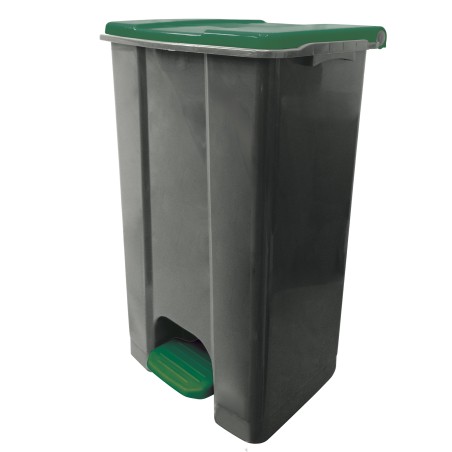 Contenitore mobile Ecoconti a pedale 80 L plastica riciclata grigio/verde Medial International