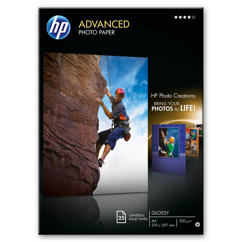 Hp Carta fotografica originale lucida Hp Advanced Photo Paper 25 Fogli A4 210 x 297 mm Q5456A