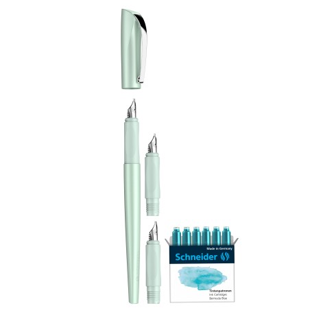 Set penna stilografica Callissima 3 punte intercambiabili incluse fusto verde menta Schneider