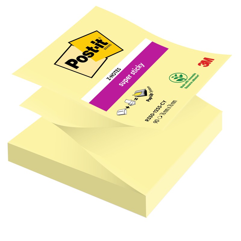 Blocco Post it® Super Sticky Z Notes R330123SSCY 76 x 76 mm giallo Canary™ 90 fogli Post it®