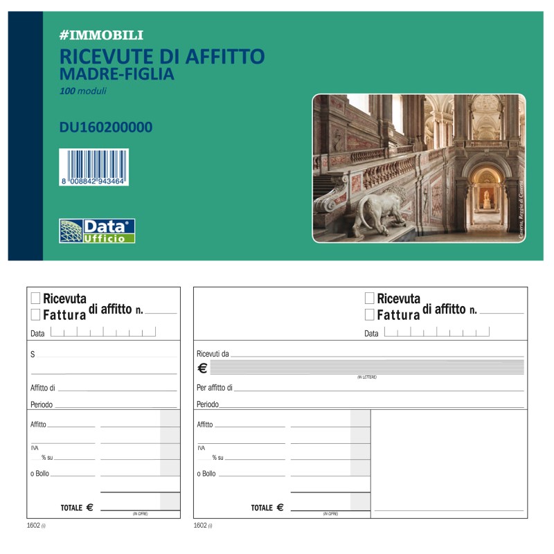 Blocco ricevute/fatture affitto madrefiglia 100 pagine 10 x 21