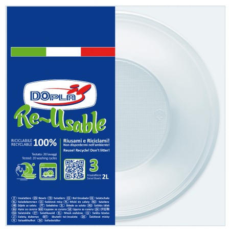 Insalatiera riutilizzabile rotonda diametro 13,5 cm 2 L PS reuse bianco Dopla conf. 3 pezzi