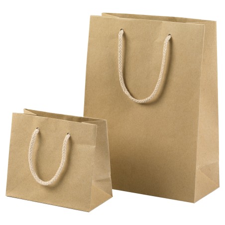 Shopper maniglie cordino cotone 22 x 29 + 10 cm 160 gr carta kraft avana PNP conf. 12 pezzi