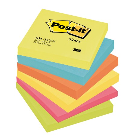 Blocco foglietti Colori Energy 654TFEN 76 x 76 mm 72 gr colori assortiti 100 fogli Post it®