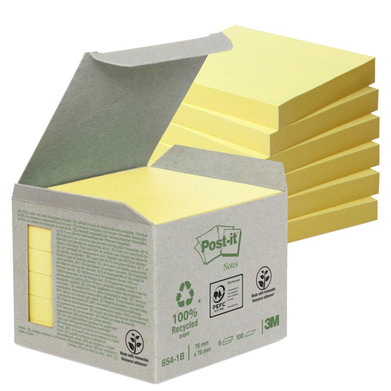 Blocco Post it® Notes Green 6541B 76 x 76 mm giallo 100 fogli riciclabile 100% Post it®