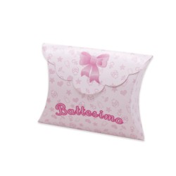 Scatolina portaconfetti Battesimo baby carta 10 x 8 x 3 cm rosa Big Party conf.25 pezzi