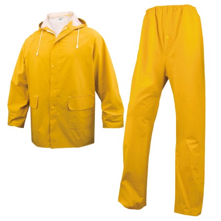 Completo impermeabile EN304 giacca + pantalone poliestere/PVC taglia M giallo Deltaplus