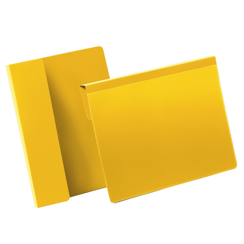 Buste identificative con aletta pieghevole A5 orizzontale giallo Durable conf. 50 pezzi