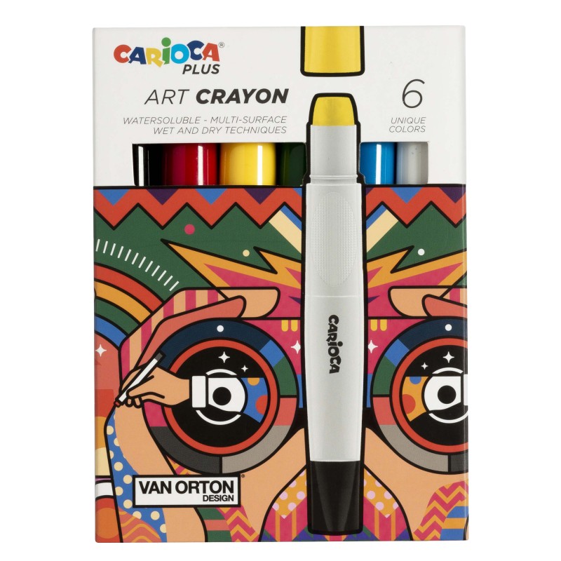 Pastello a cera Art Crayon Ø 10 mm x 138 mm colori assortiti Carioca Plus conf. 6 pezzi