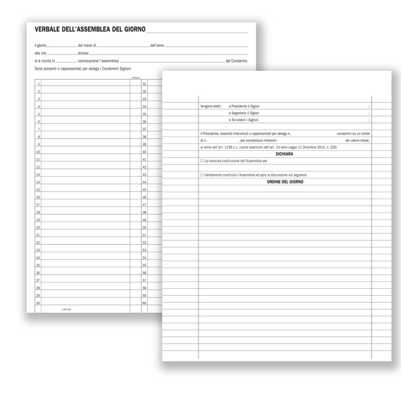 Registro verbali assemblee condominiali 80 pagine 31 x 24