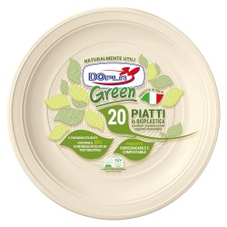 Piatto frutta monouso rotondo diametro 17 cm MaterBi avorio Dopla Green conf. 20 pezzi