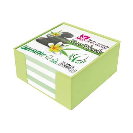 Contenitore in plastica con foglietti bianco 10 x 10 x 5cm carta riciclata 100% IKona+