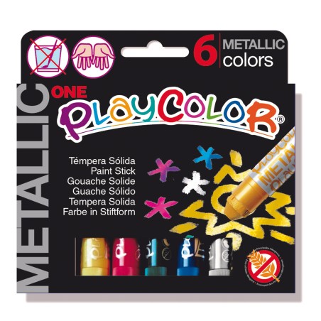 Tempera solida in stick Playcolor 10gr colori assortiti Instant astuccio 6 stick metal