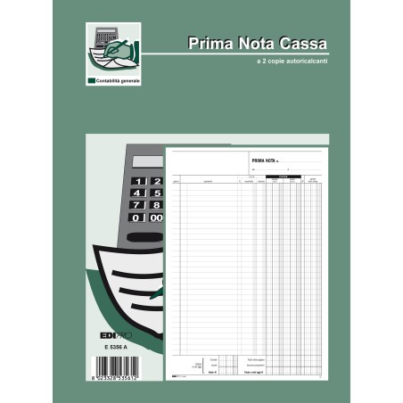 Blocco prima nota cassa entrate/uscite/Iva 50/50 fogli autoricalcanti 31 x 21cm Edipro