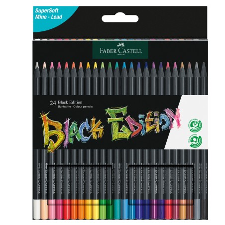 Matite colorate triangolare Black Edition colori assortiti FaberCastell conf.24 pezzi