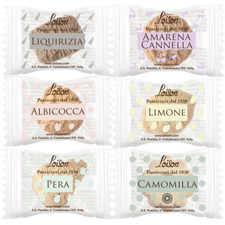 Biscotti al burro Frutta e Meditazione gusti assortiti Loison scatola da 200 biscotti