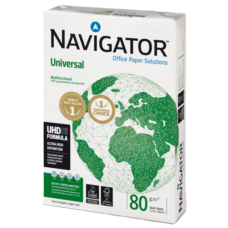 Carta Universal A4 80 gr bianco Navigator conf. 500 fogli (ordine drop max 25 risme)