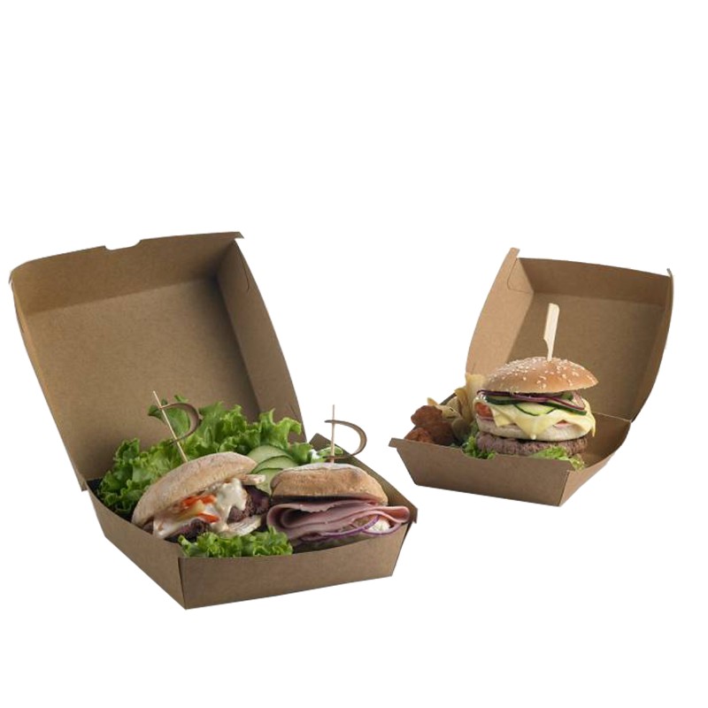 Scatole per hamburger Street Food in carta kraft 16 x 16 x 9 cm Leone conf. 50 pezzi