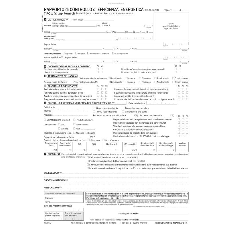 Rapporto di controlla efficienza energetica T1 snap 3 copie DU8843T1000 Data Ufficio