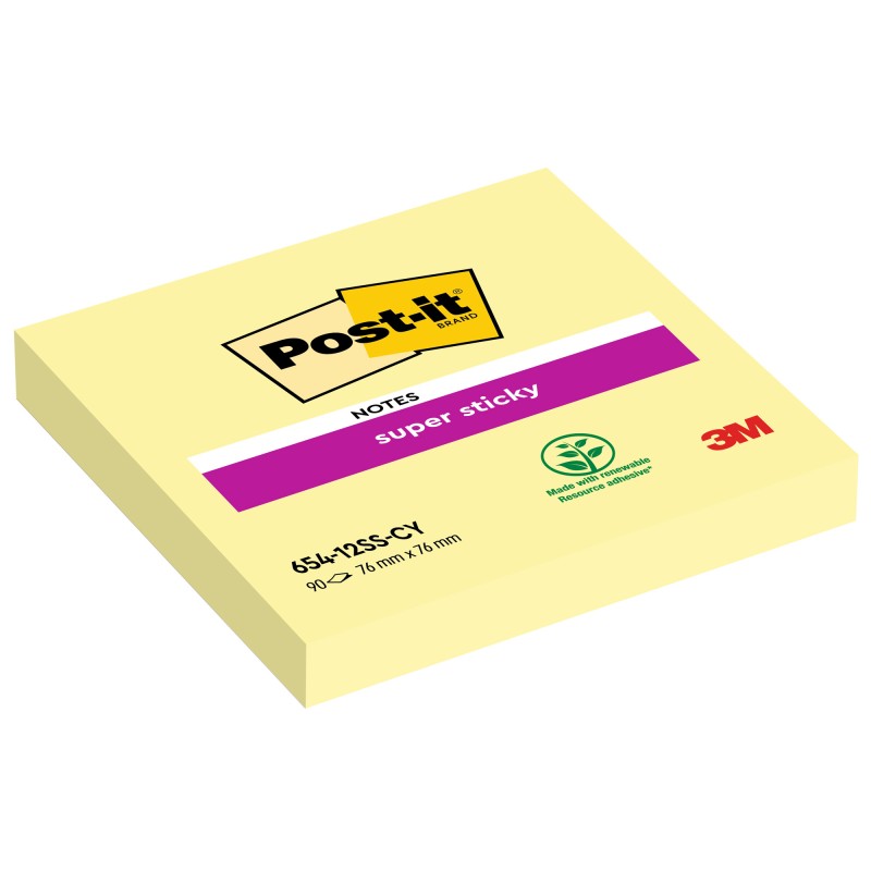 Blocco foglietti Super Sticky 65412SSCY 76 x 76 mm giallo Canary™ 90 fogli Post it®