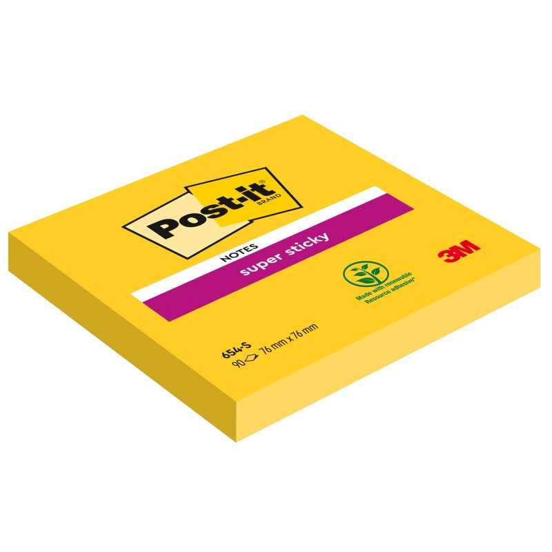 Blocco foglietti Post it® Super Sticky 654S 76 x 76 mm giallo oro 90 fogli Post it®