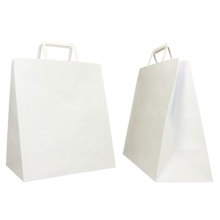 Shopper Flat Large 28 x 17 x 32 cm carta kraft bianco Mainetti Bags conf. 250 pezzi