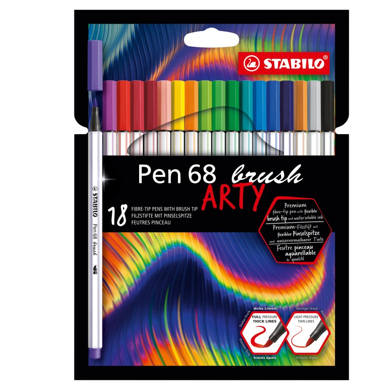 Pennarello Pen 68 Brush Arty Line 568/12 colori assortiti Stabilo astuccio 12 pezzi