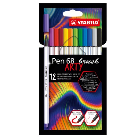 Pennarello Pen 68 Brush Arty Line 568/18 colori assortiti Stabilo astuccio 18 pezzi