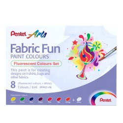 Colore in tubetto per tessuto Fabric Fun colori fluo assortiti Pentel conf. 8 pezzi