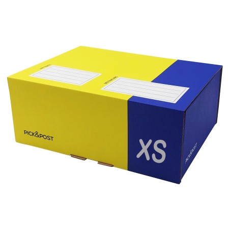 Scatola automontante per ecommerce PICK&Post XS 34 x 24 x 6 cm giallo/blu Blasetti