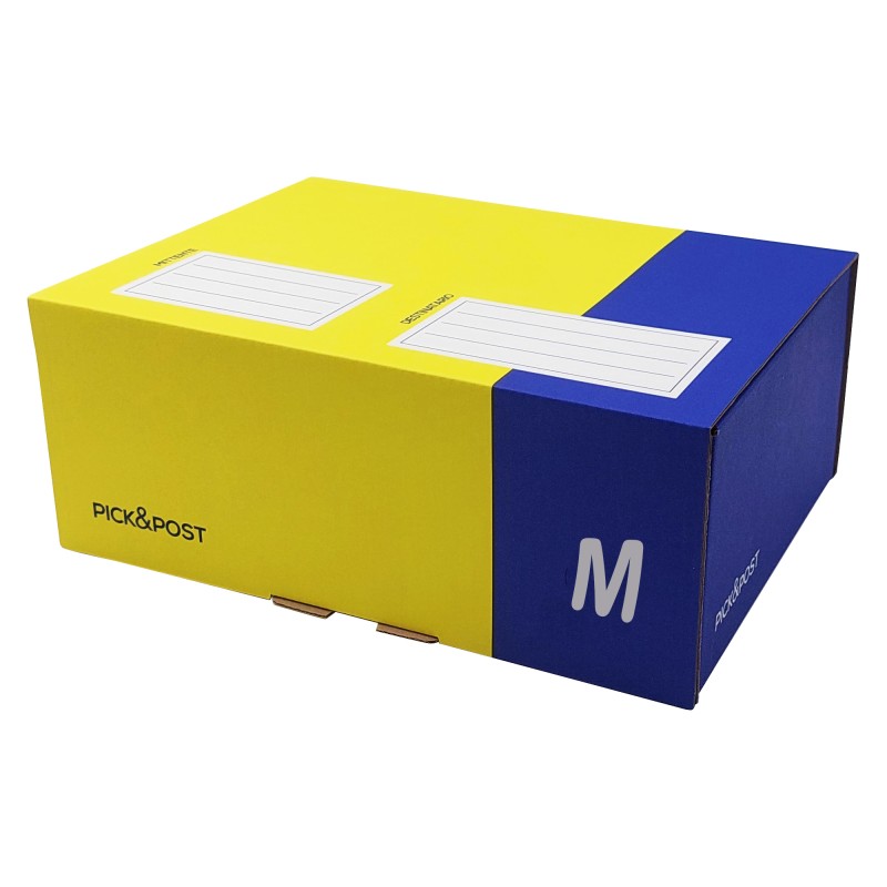 Scatola automontante per ecommerce PICK&Post M 36 x 24 x 12 cm giallo/blu Blasetti