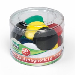 Bottoni magnetici tondi diametro 3 cm colori assortiti Lebez barattolo da 20 pezzi