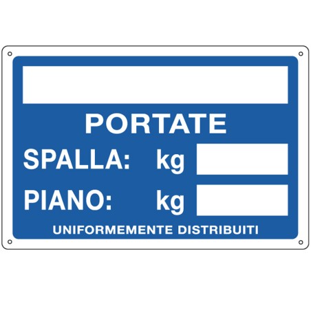 Cartello segnalatore 30x20 cm PORTATE: SPALLA/PIANO alluminio Cartelli Segnalatori