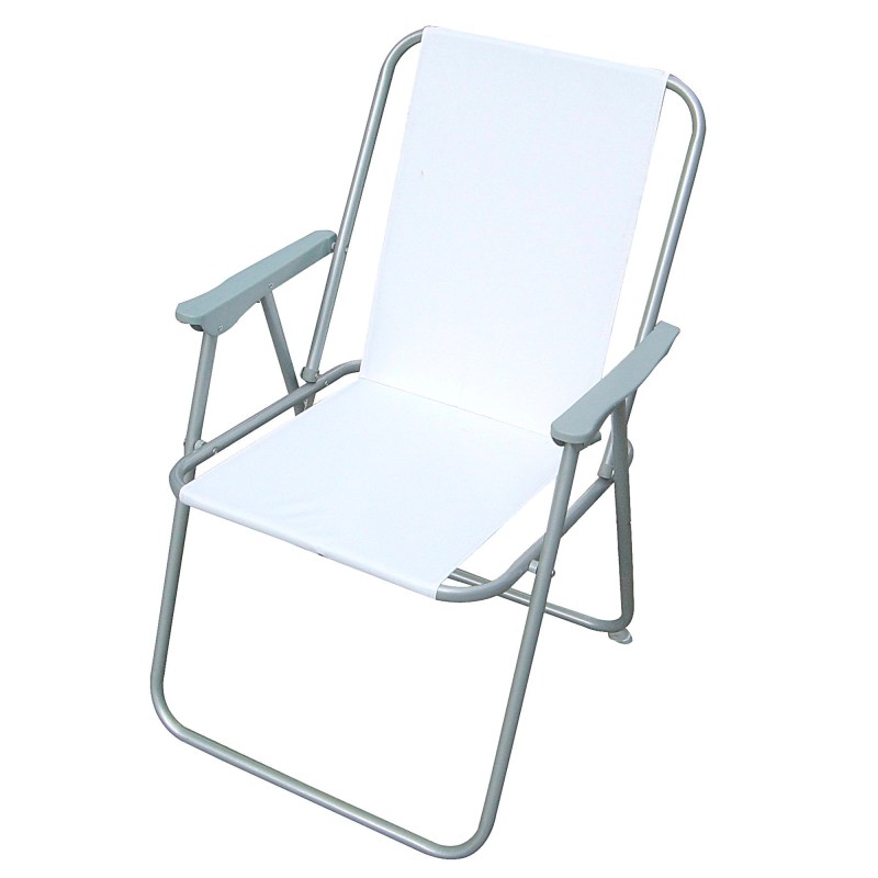 Sedia pieghevole Relax 76 x 47 x 53 cm acciaio verniciato/PVC bianco Garden Friend