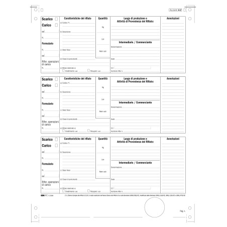 Modulo continuo carico/scarico rifiuti detentori (Mod. A) 12"x 24 250 fogli Edipro