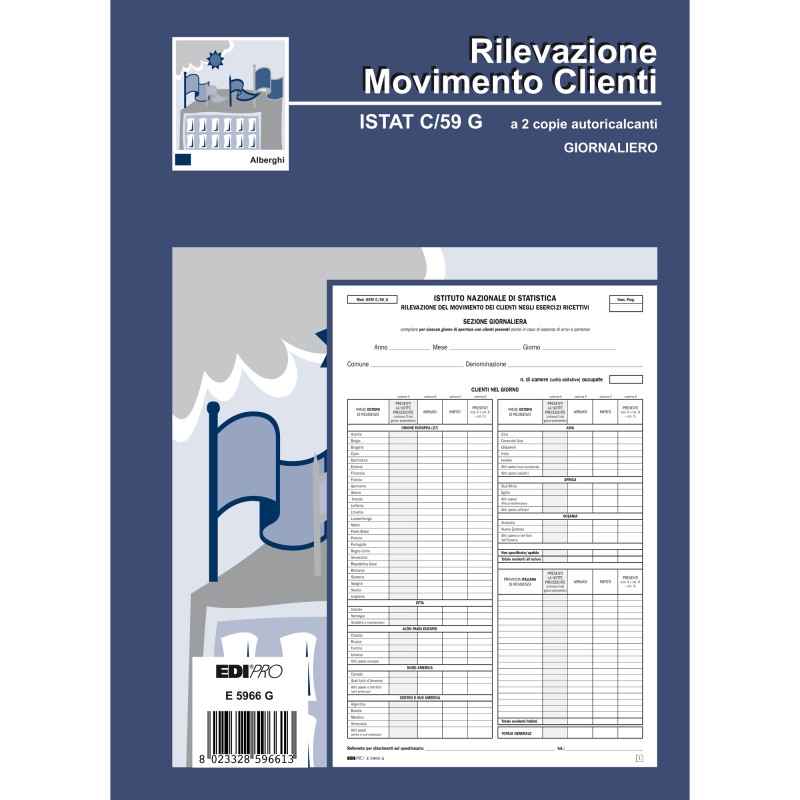 Blocco modello Istat C59 giornaliero 50 fogli 2 copie ricalcanti 31 x 21cm Edipro