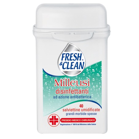 Salviette disinfettanti antibatteriche milleusi Fresh&Clean barattolo da 40 pezzi