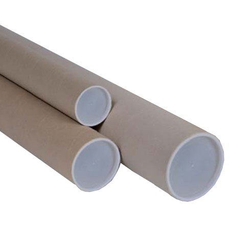 Tubo con doppio tappo trasparente diametro 10 cm H 100 cm cartone avana Polyedra