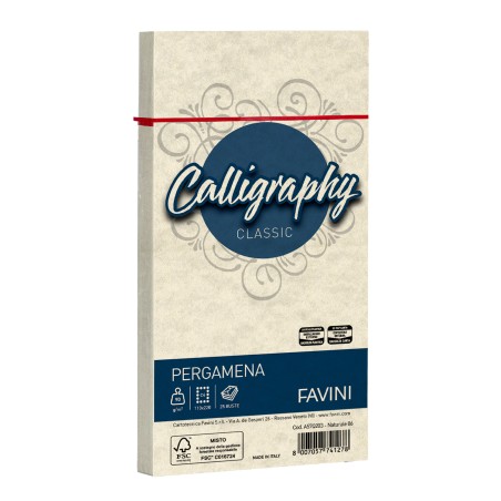 Busta Calligraphy Pergamena 110 x 220 mm 90 gr naturale 06 Favini conf. 25 pezzi