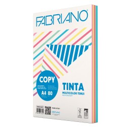 Carta Copy Tinta Multicolor A4 80 gr mix 5 colori tenui Fabriano conf. 250 fogli