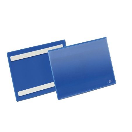 Buste identificative con bande adesive A5 orizzontale blu Durable conf. 50 pezzi