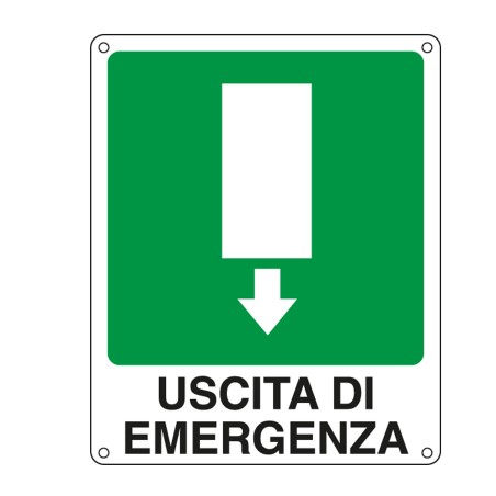 Cartello segnalatore 25x31 cm USCITA DI EMERGENZA alluminio Cartelli Segnalatori