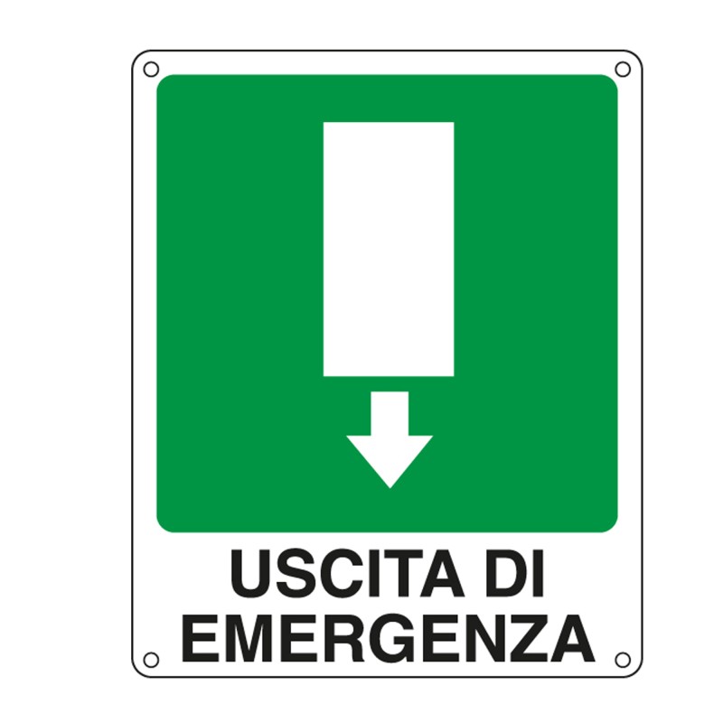 Cartello segnalatore 25x31 cm USCITA DI EMERGENZA alluminio Cartelli Segnalatori